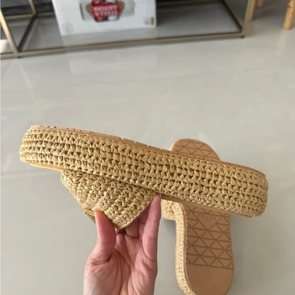 Prada Beige Woven Raffia Slide Sandals Size 37 - Picture 5 of 8